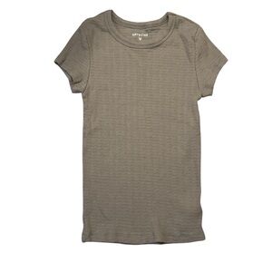 American Eagle Outfitters Taupe Ribbed Fitted Shirt Xsmall Excellent Condition